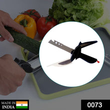 Stainless steel multi-functional cutter in black.