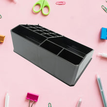 Cosmetic organizer box with 16 compartments, focusing on its design and storage efficiency