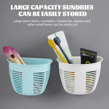 Hanging Plastic Storage Basket, Adhesive Wall Mounted Organizer Box Make Up Holder Shelf Bathroom Wall Basket Punch Free Drain Basket for Kitchen Bathroom, Wall Type Storage Basket (1 Pc)