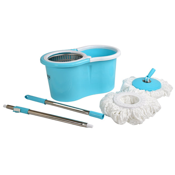 Steel spinner bucket mop with 360-degree spin.