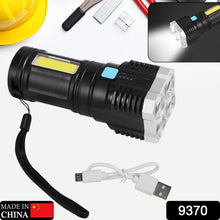 Portable 4 LED torch with strong beam and COB light for camping