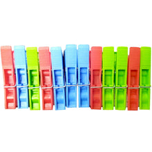 Plastic cloth clips in vibrant colors for versatile home use (12 pcs).