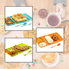 4-compartment plastic plate with spoon and fork, ideal for food