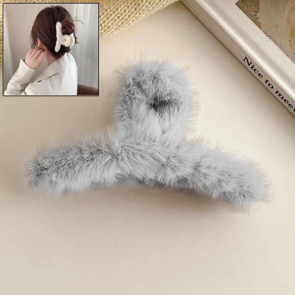 Large Plush Hair Claw Clips, Plastic Fluffy Hair Claw Hair