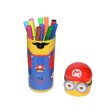 Minions sketch pen set in case with pens visible, ideal for creative activities.