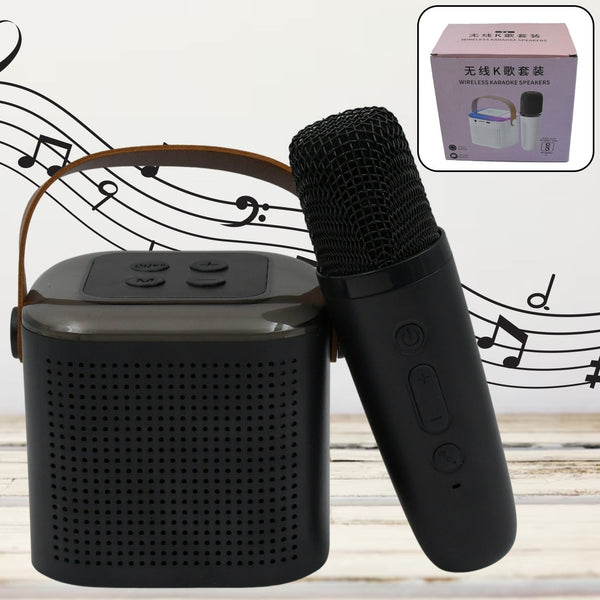 Wireless Speaker Microphone Set, RGB Light Support Memory Card PortableKaraoke Machine Perfect  for Travel TV