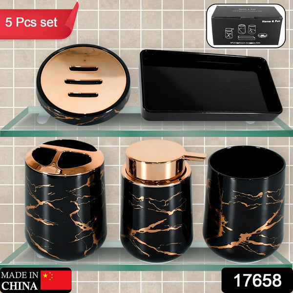 Bathroom Accessory Set Bathroom Decor Premium Quality (5 PCS) 1 X Tumbler,1 X Dispenser,1 X Toothbrush Holder, 1 X Soap Dish & 1 X Tray