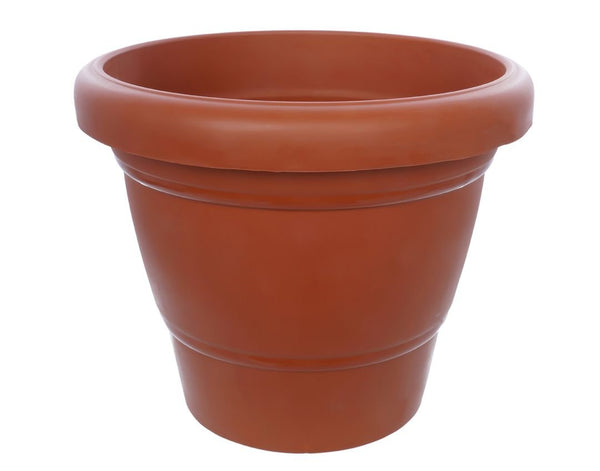 8-inch heavy plastic garden pot brown medium size